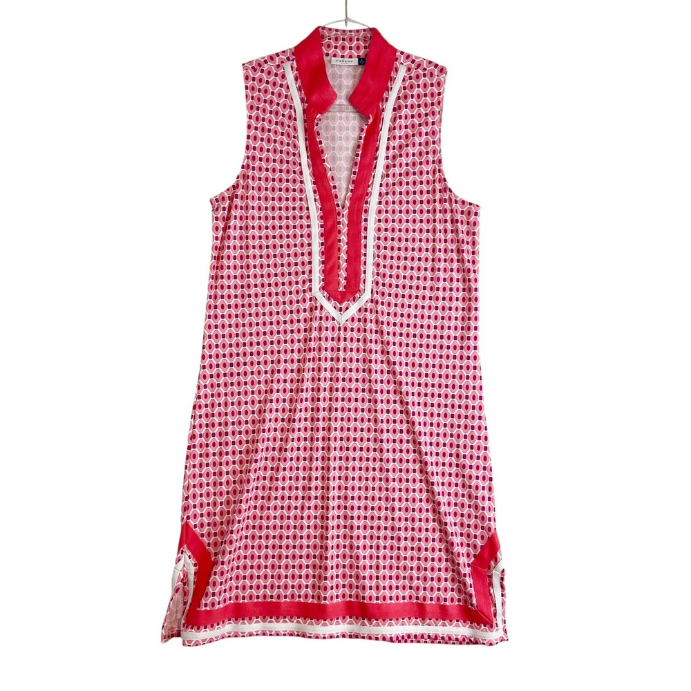 Cabana Life Pink Geometric Sleeveless Tunic Shift Dress Womens Large Preppy